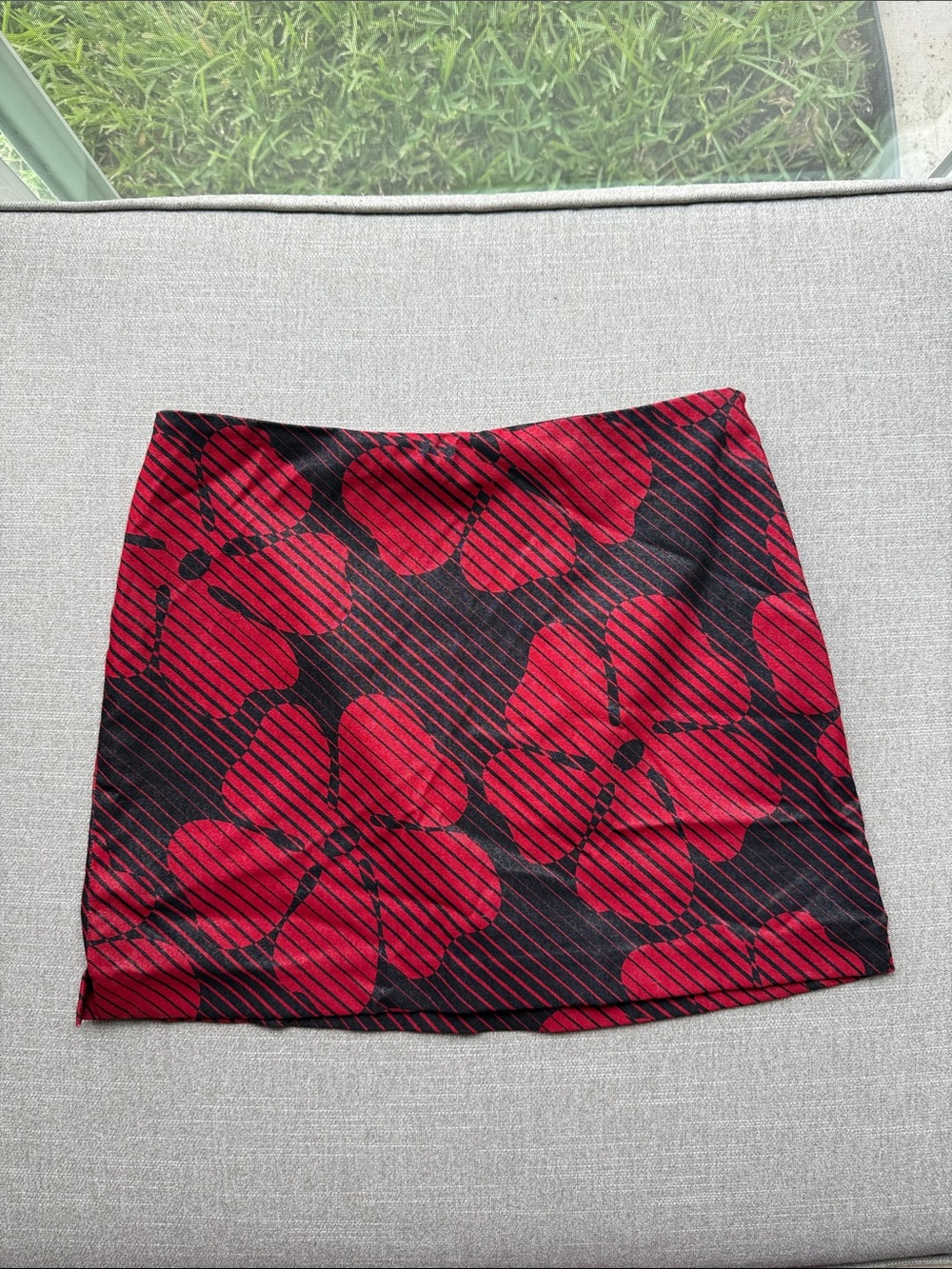 Express Red and Black Floral Mini Skirt
